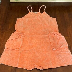Zenana Outfitters Coral Mineral-Wash Romper